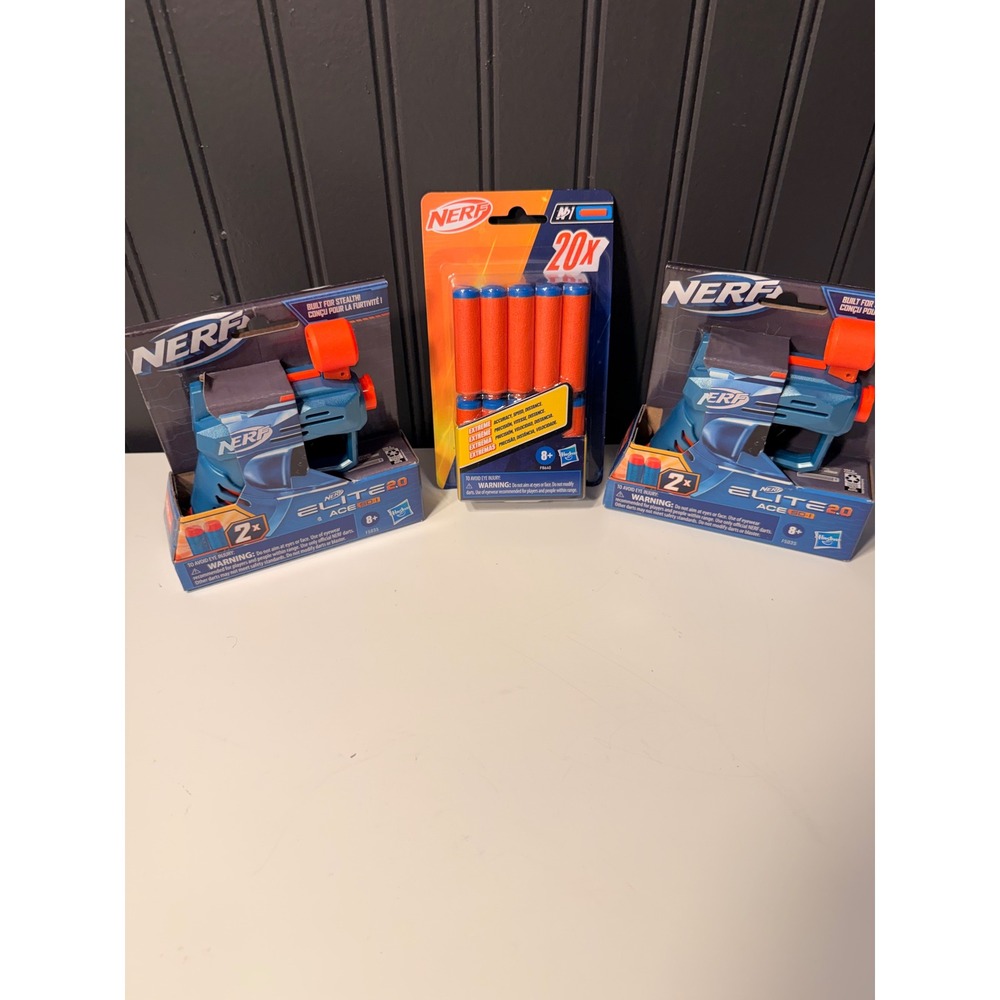 Nerf Elite 2.0 Ace SD-1 Blaster 2 Pack with 20 Count Dart Refill Bundle F5035